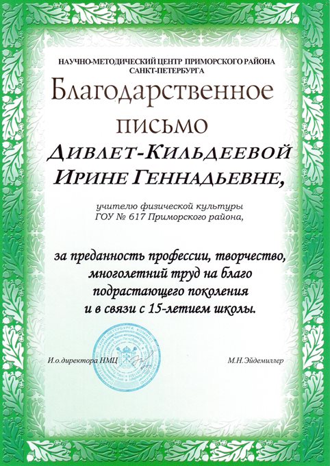 2008-2009 Дивлет-Кильдеева И.Г. (15 лет школе)